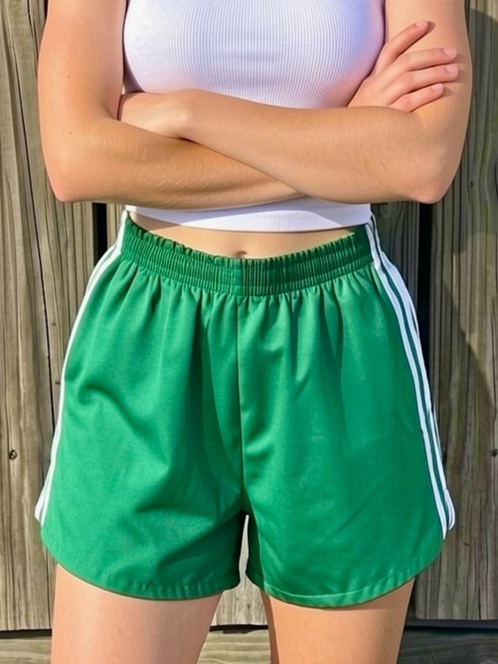 •Vintage Green 3-Stripe Athletic Shorts! LIKE NEW!